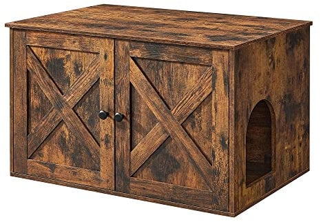 Feandrea Katzenhaus, Katzenklo-Schrank mit herausnehmbarer Trennwand, Tisch, 80 x 53 x 50 cm, vintagebraun PCL002X01