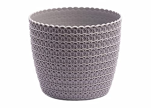 Home Garden Ornaments Extra Large Plant Pots Indoor, Indoor Plant Pot – Wicker-Look, Plastic Flower Pots, Outdoor Planter (Diameter 36cm, Grey)