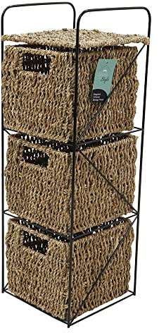 JVL Seagrass 3 Drawer Storage Tower