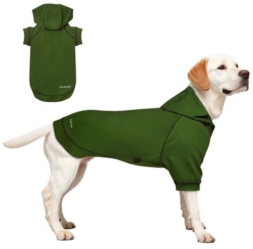 Hunde Hoodie, Hundemantel mit Hut & Taschen & Leinenloch, Weicher und Atmungsaktiver Kapuzenpulli Für Große Hunde Winterhundebekleidung Drinnen, Draußen Hundekleidung von Kickred (Armeegrün-XL)