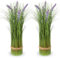 Oairse 2er-Set Kunstpflanze Kunstrasen-Arrangement Selbststehend mit Lavendel 41cm Höhe, Grasbüschel, Kunstrasen, Kunstpflanzen Tischdeko Haus Balkon Büro Deko