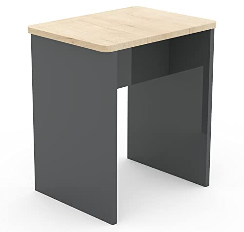 VCM Wooden stool cube footrest side table Esal Wooden stool cube footrest side table Esal Anthracite/honey oak