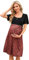 KOJOOIN Femme Robe de maternité Robes pour Femme Enceinte imprimé léopard Robe de Grossesse Manches Courtes col carré（Emballage Multiple） Motif léopard Rouge Brique-Manches Courtes L