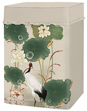 Odot Housse de Protection pour Machine à Laver Chargement par Le Haut Classique Couvre-Machine Protecteur Anti-Poussière Couverture pour Machine Lave-Linge Sèche-Linge (Grue,XS (2-4.2kg))