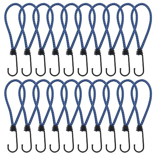 CHUEHKAK 20 Stück 15cm Spanngummi mit Haken Kurz, Planenspanner mit Haken, Expander Gummispanner, Gummi Expander mit Haken, Expanderschlingen, Gepäckspanner, für Planen, Plakate, Banner, Zelte, Blau