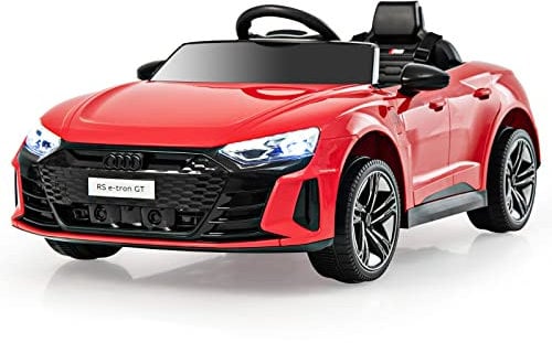 DREAMADE 12V Kinder Elektroauto Audi RS, Kinderauto mit 2,4G Fernbedienung & Musik & Scheinwerfer, Kinderfahrzeug Elektrofahrzeug 3-5 km/h für Kinder ab 3 Jahren (Rot)