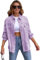 Pulcykp Jeansjacke für Damen, raue Kanten, Löcher, Frühling, Herbst, lässig, Revers, Jeansjacken, Flieder, XL