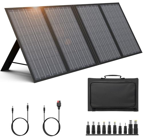 SinKeu 60W Portable Solar Panel for Power Station, Solar Generator, Phones, Waterproof, Foldable Monocrystalline Solar Charger with DC/USB-A/Type-C Outputs for Outdoor Camping Power Off-Grid Home