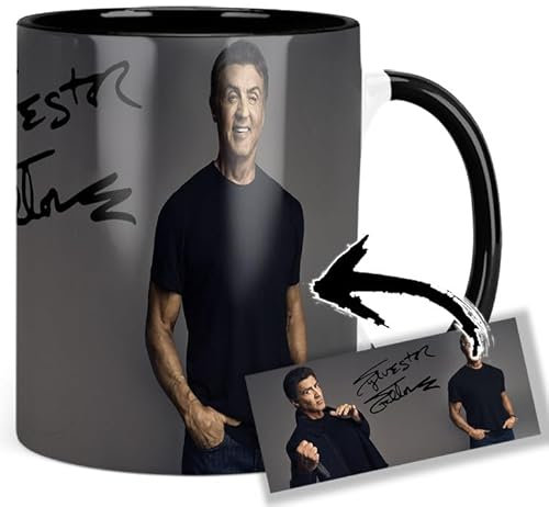 Sylvester Stallone Sly Tasse Innen & Henkel Schwarz Keramikbecher Mug