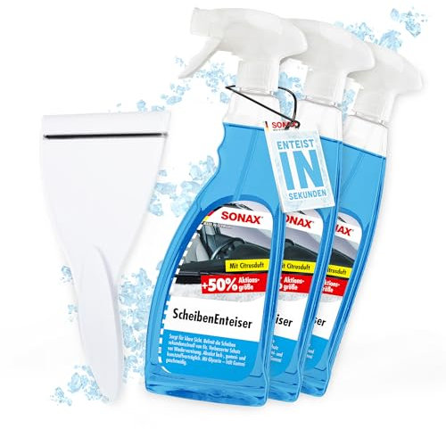 detailmate Sonax - Sbrinatore per parabrezza, 750 ml, per parabrezza auto + raschietto, spray per sbrinamento per una visione chiara