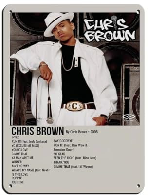 Chris Brown's Album Cover – Chris Brown Poster Retro Poster Metall Blechschild Chic Art Retro Eisen Malerei Bar Menschen Höhle Cafe Familie Garage Poster Wanddekoration 30 x 40 cm