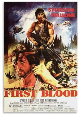 OUTFYT Filmposter First Blood Rambo, HD-Poster, dekorative Malerei, Leinwand, Wandposter und Kunstdruck, moderne Familienschlafzimmer-Dekoration, Poster, 20 x 30 cm