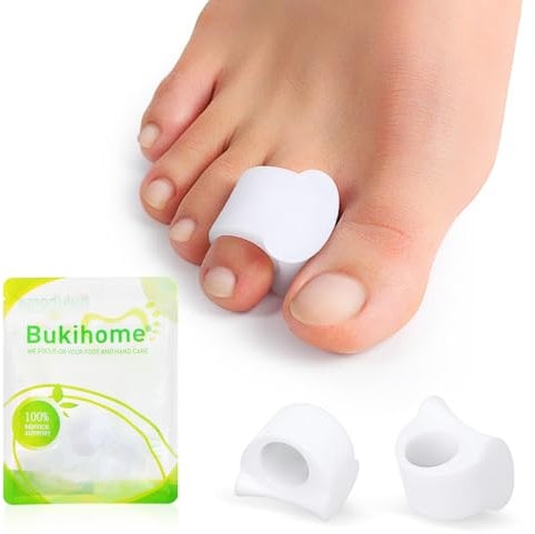 Bukihome Gel-Zehenspreizer für Damen, 10 Stück, Zehenspreizer für überlappende Zehen, Ballenzehen, Ausrichtung des großen Zehs, Entlastung des Ballenzehs – weiche Silikon-Zehenkorrektur für Männer