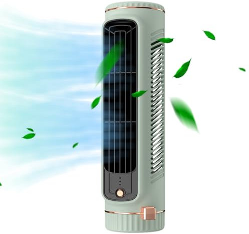 Fiorky Mini ventilateur tour de bureau de 32,5 cm – Petit ventilateur de bureau portable – Ventilateur de refroidissement de bureau électrique vertical sans pales – Ventilateur d'été pour la maison,