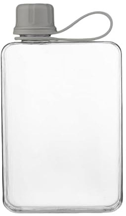 excvalues Flat Water Bottle Portable Travel Flask Lightweight 17 oz BPA Free Tritan Reusable Plastic Water Bottles Leakproof Slim Water Bottle for Purse Travel Pocket Sports Fitness(Grey)