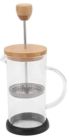 Cafetera de Prensa Francesa Retro Moderna, Olla de Vidrio y Acero Inoxidable Estable, Filtro para té, Oficina en Casa, Viajes de Camping, Edición de bambú, Fácil de Limpiar