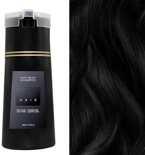 Hair Dye Shampoo,Schwarz Haarfärbeshampoo für Graues Haar,Botanical Formulation No Hair Damage No Bleach,Sofort Haarfarben Shampoo für Männer und Frauen,Hair Dye Shampoo 2in1(Black)