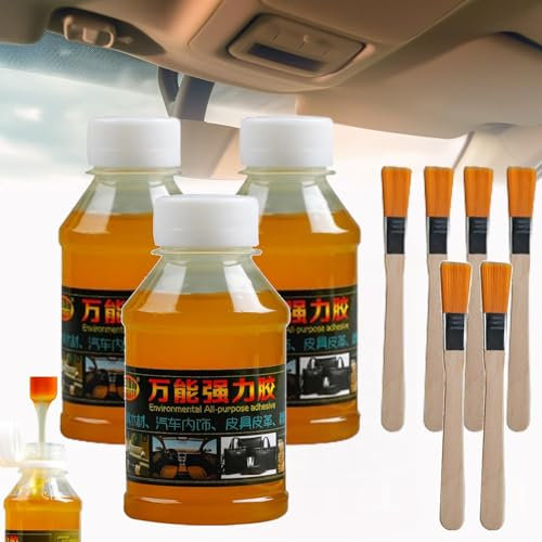 Colle de réparation de garniture de toit, colle adhésive de réparation rapide de doublure de toit de voiture, colle multifonctionnelle pour tissu de toit intérieur de voiture (100ML,3PC)