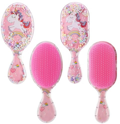 dusaniyali 2 Stück Kinderhaarbürste,Einhorn Haarbürste Mädchen,Cartoon Haarbürste Kinder,Kleinkind Haarbürste,Kinder Haarbürste,Trocken und Nasshaarbürste für alle Haartypen