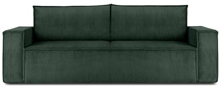 Konsimo Napi Sofa - Schlafsofa - Sofa mit Schlaffunktion - Schlafsofa mit Bettkasten - Couch - Couch mit Schlaffunktion - Sofabett mit abnehmbaren Kissen - Bettsofa - 228 cm - Dunkelgrün