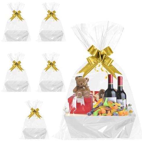 6 Stück PräSentkorb Leer Pappe, 25x17x9cm KöRbe FüR Geschenke, Geschenkkorb Pappe mit Griffen, Präsentkorb Leer für Personalisierte Geschenkpakete, Geburtstage, Weihnachten, Valentinstag, Weiß