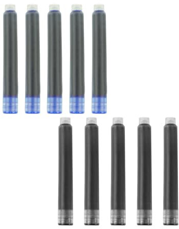 YUNCHUN 10PCS Fountain Pen Ink Cartridges, 3.4 mm Ink Refills Sets for Hongdian, Writing Supplies International Standard Ink Refills, Smooth Writing, Large Capacity and Easy Carry Black + Blue