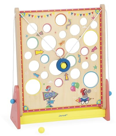 Janod J03369 Traditionelles vertikales Geschicklichkeitsspiel-Labyrinth-Kugelbahn-Waldfestdekor-Fördert die Motorik, Geschicklichkeit und Geduld-FSC-Holzspielzeug-Ab 5 Jahre-J03369