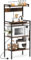 TANGZON 4-Tier Baker’s Rack, Metal Frame Microwave Stand with Charging Station, 8 Hooks & Anti-tipping Kits, Utility Kitchen Shelves Organiser Coffee Bar Stand for Spices Pots Pans
