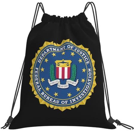Fbi-Abzeichen Fußballtasche Wasserdichte Kordelzugbeutel Rucksack Mit Kordelzug Tunnelzug Gymsack Für Schwimmen Strand Yoga
