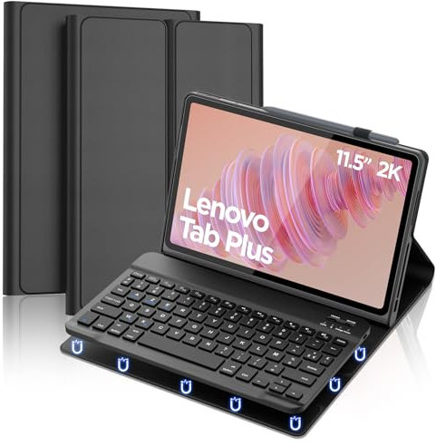 FOGARI Clavier pour Lenovo Tab Plus 11.5'' 2024, AZERTY Français Amovible Bluetooth sans Fil Clavier pour Lenovo Tab Plus 11.5 Pouces 2024 (TB351FU), Noir