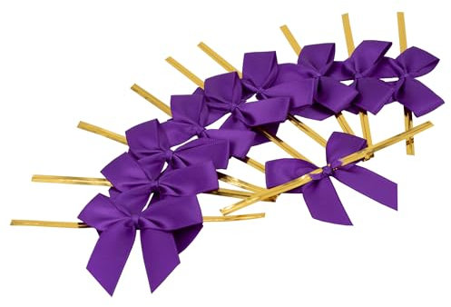 Creativery Satinschleifen 5cm 10 Stück - Farbauswahl - farbecht & waschbar - Schleifen mit entfernbarem Draht - Fertige Geschenkschleifen zum Dekorieren Basteln Aufnähen Kleben - Lila