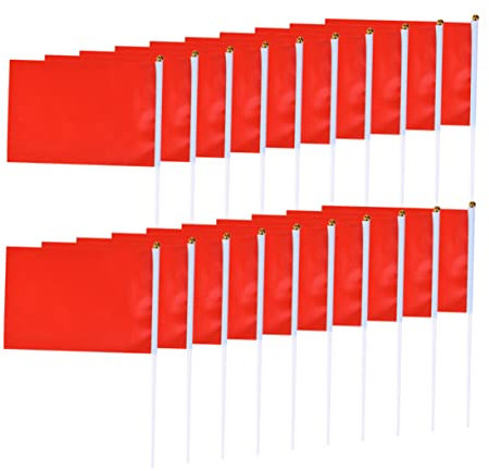 Milisten 100 Piezas Banderines Rojos Banderas de Mano para Decoración de Fiestas y Celebraciones Material Ligero y Resistente