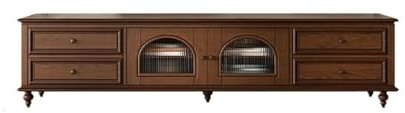 BASXDRFXZ TV-Ständer fürs Schlafzimmer 200CM Unterhaltungszentrum mit Nuss-Optik aus Massivholz, Retro-Wohnzimmer-Lagermöbel, Geeignet für Haushalte und Hotels