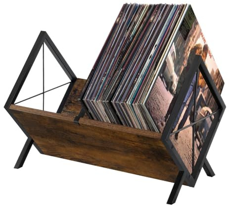 Supporto per Dischi in Vinile Porta Vinili, 80 LP Supporto per Dischi in Metallo Porta Vinile Scaffale, Organizer per Dischi in Viniles, CD, Riviste, Libri, Documenti, Espositore Vinili
