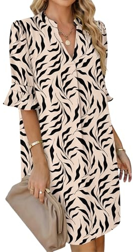 AUSELILY Summer Dresses for Women V Neck Casual Shirt Dress Loose Fit