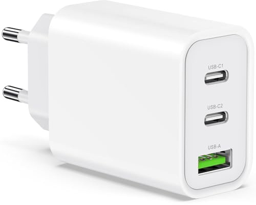USB C Ladegerät 65W 3-Port USB Schnellladegerät (A+2C) | USB C Netzteil PD Ladegerät kompatibel mit MacBookPro/Air, iPhone 16/16 Pro/15/14/13, iPad mini/Ai