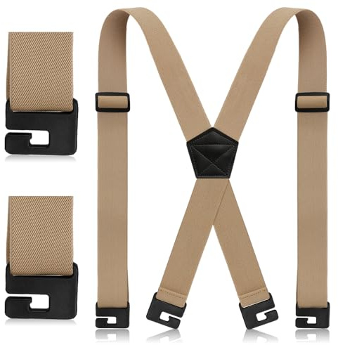 Janmercy Hidden X-Back Suspenders for Men Under Shirt, Khaki