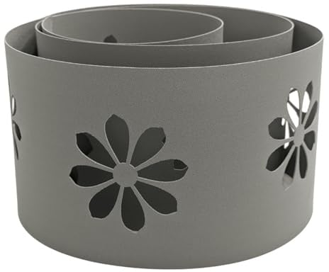 zaun|zu Premium dekor Sonnenblume | Sichtschutzstreifen mit Lasermuster für Doppelstabzaun | Sichtschutz | Made in Germany | UV-Stabil | modernes Design Steingrau 2,55m