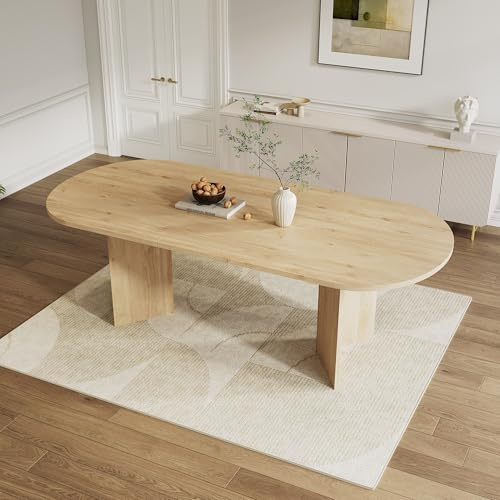 Lahoomu Ausziehbarer Esstisch 160/200 * 90 cm, für 4–6 Personen, mit abgerundeten Ecken, verdickte Tischplatte, Eichenfarbe