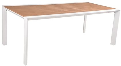 DELUKE Gartentisch Johann - Kunststoff, Natur, 200x100x74cm | Terrassentisch Wetterfest Outdoor Tisch
