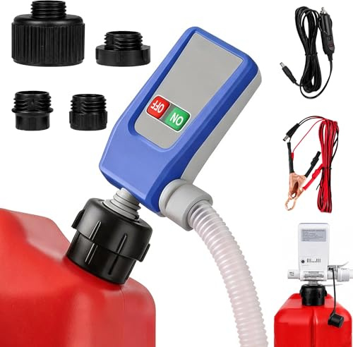 CIOXSOIO Bomba Extractora Aceite Coche con sensor de parada automática, 2.8GPM Carga y Batería Bomba Gasolina, Portátil Bomba de Combustible, con 4 tamaños de adaptador Para Diesel, Gasolina