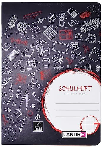 LANDR Schulheft DIN A5, Lineatur 7 / 7 mm kariert, 16 Blatt