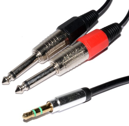 kenable 3.5mm Stereo Jack Plug to Twin 6.35mm MONO Plugs Low Noise Cable 3m [3 metres]