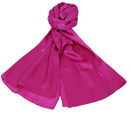 PB-SOAR 100% Seide Seidenschal Schal Halstuch Stola, einfarbiger Schal aus reiner Seide, schlicht und leicht, 8 Farben auswählbar (Fuchsie)
