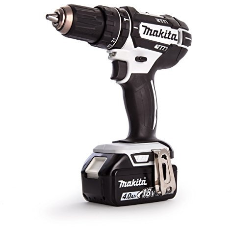 Makita DHP482RM1JW Combi 18v 4Ah Black & White Drill Cordless LXT Li-ion, 18 V, White/Black, LARGE