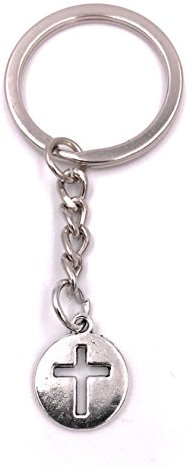 H-Customs Kreuz Kreis Schlüsselanhänger Anhänger Silber aus Metall