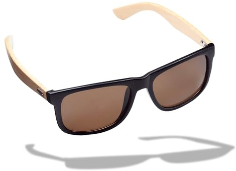 Sonnenbrille mit Bambusbügeln UV-400 Schutz - Unisex Brille für den Sommer | Bambusbügel, UV400 Schutz, Blues-Stil, Unisex, modisch, leicht, Sommer, Festival, Strand, Sonne, Männer, Frauen