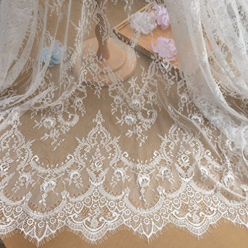 Chantilly Lace Floral Bridal/Wedding Dress Flower Textil Handwerk Scallop Trim Applique Kleidung Vorhang Weiß Elfenbein/Schwarz 300cmx150cm ALE02