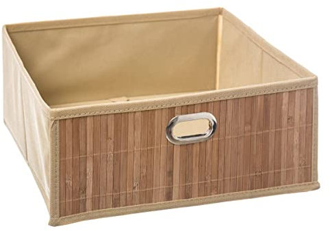 5 five simply smart AC-Déco Panier de Rangement en Bambou - L 31 x l 31 x H 14 cm - Beige