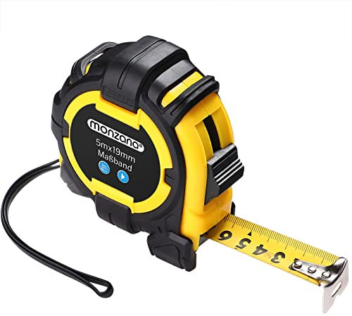 MONZANA® Maßband 3m Rollmeter verschiebbarer Endhaken Bandmaß Autorollsystem mit Feststeller & Gürtelklemme Transportband